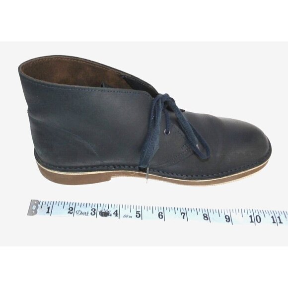 CLARKS very dark blue leather Chukka boots lace up men's size 9M - Picture 9 of 9